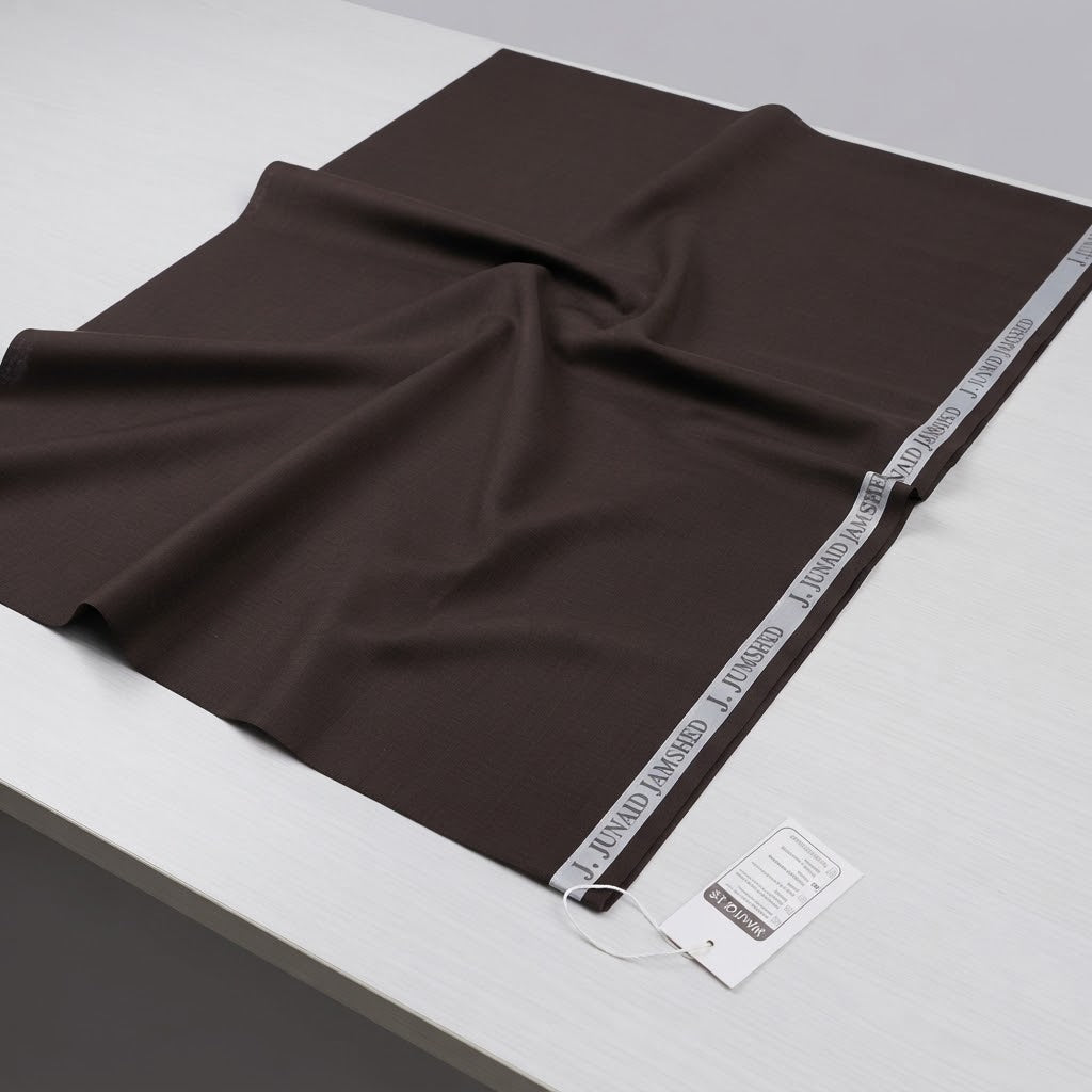 J. Junaid Jamshed Men's Premium Wash & Wear Fabric - Dark Brown