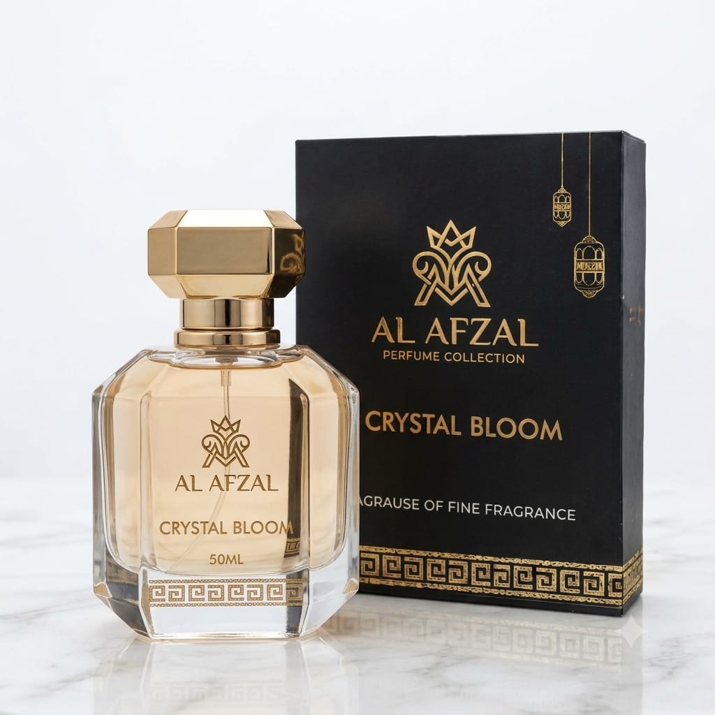 Al Afzal 'Crystal Bloom' Luxury Eau De Parfum (50 ML) – Pure, Long-Lasting Unisex Fragrance for Men and Women